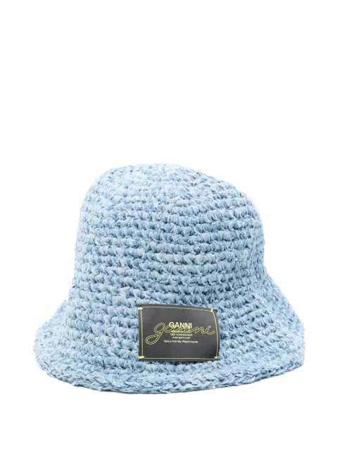 GANNI Denim Handknit bucket hat