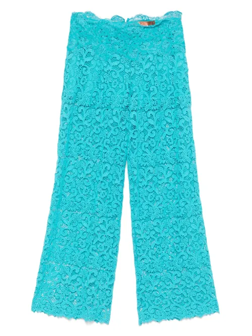 Pantalon à fleurs en dentelle - Ermanno Scervino - Modalova