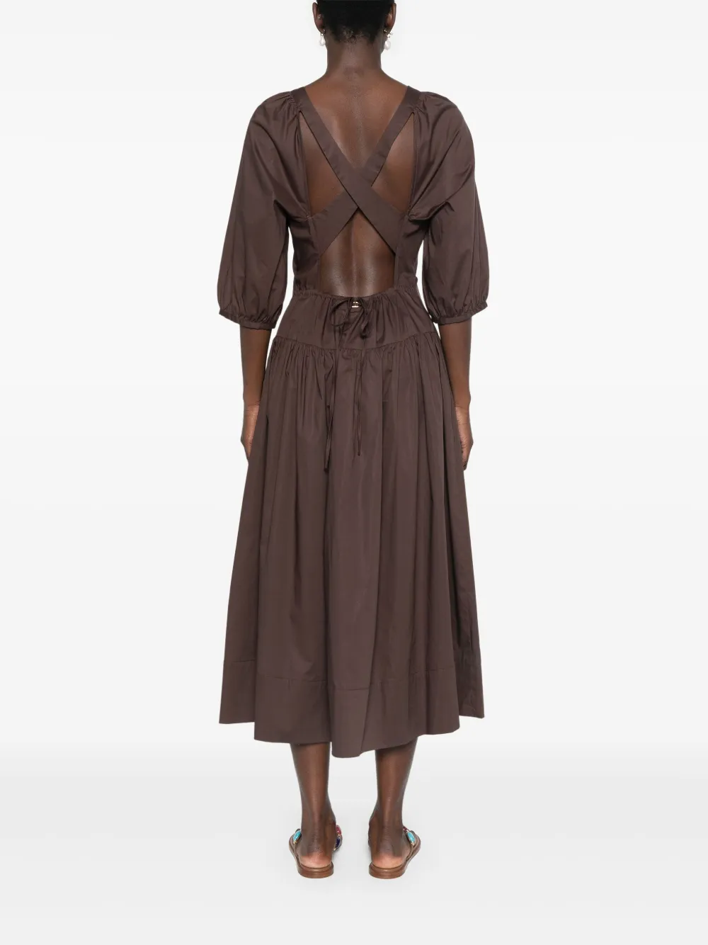 TWINSET Popeline midi-jurk Bruin