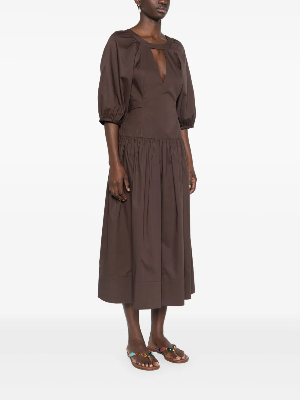 TWINSET Popeline midi-jurk Bruin