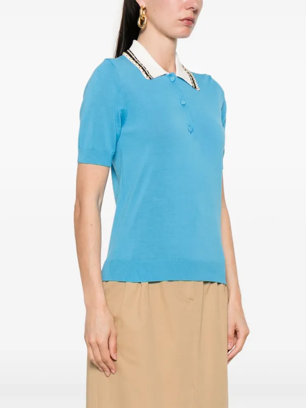 Nº21 crystal-embellished Polo Top | Blue | FARFETCH