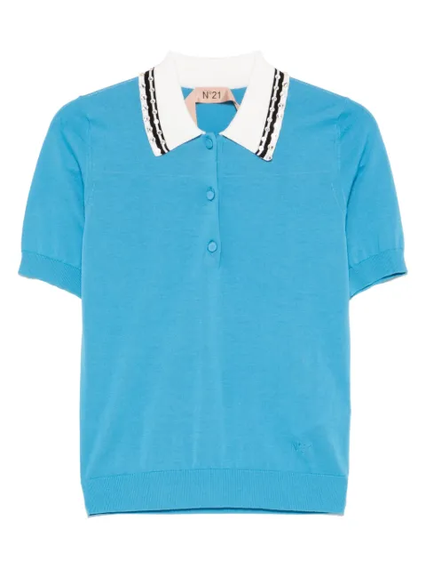 Nº21 crystal-embellished polo top