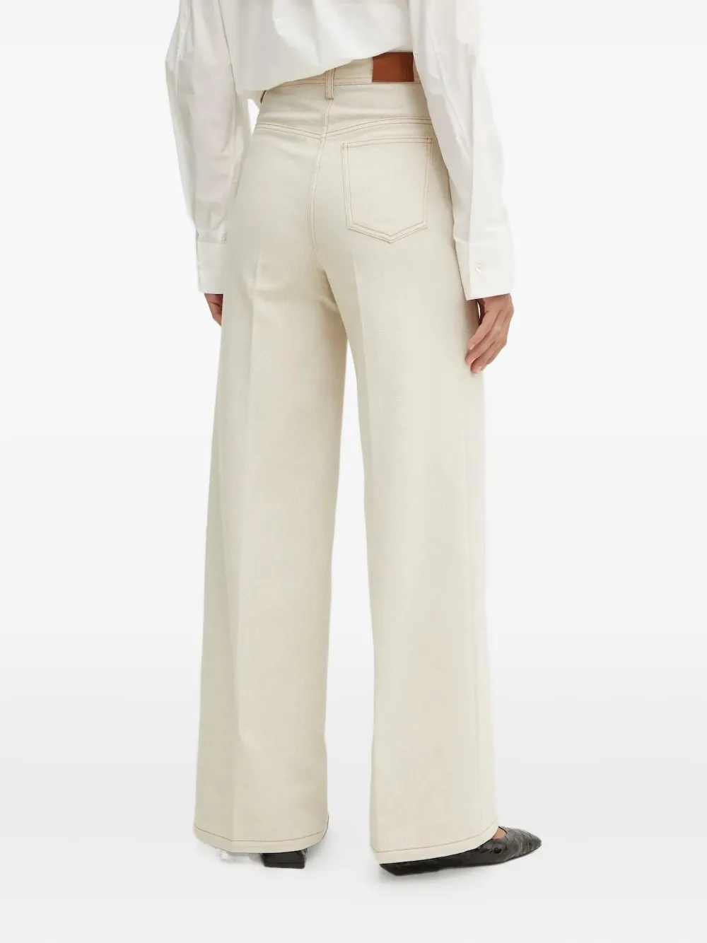 Forte Forte Floral-embroidered Wide-leg Trousers In Neutral