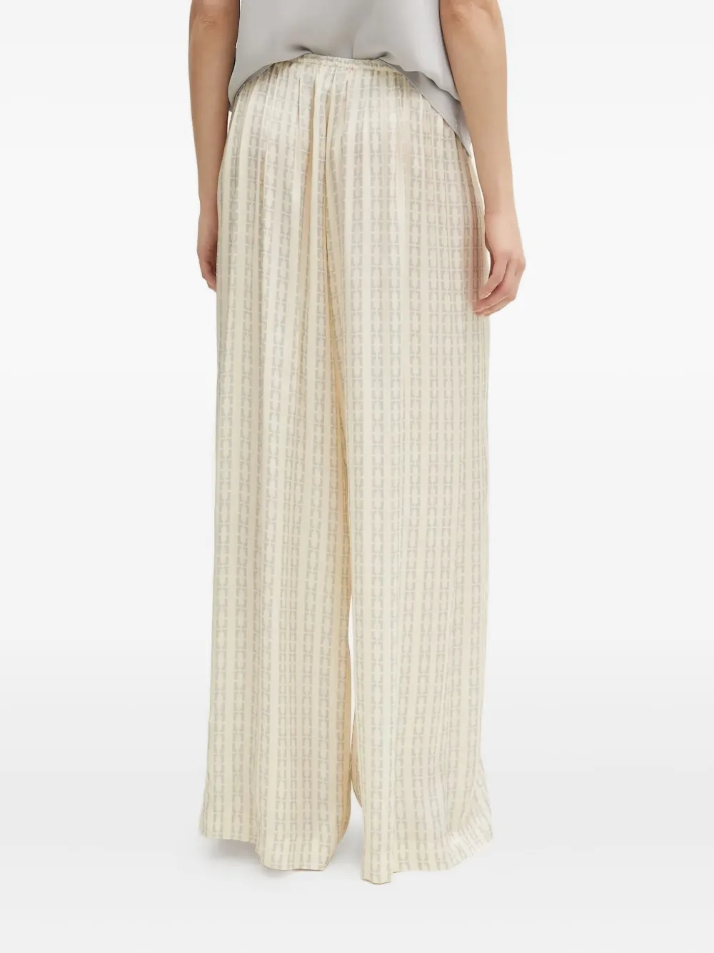 Forte Forte Pleated Geometric-print Trousers In Neutral