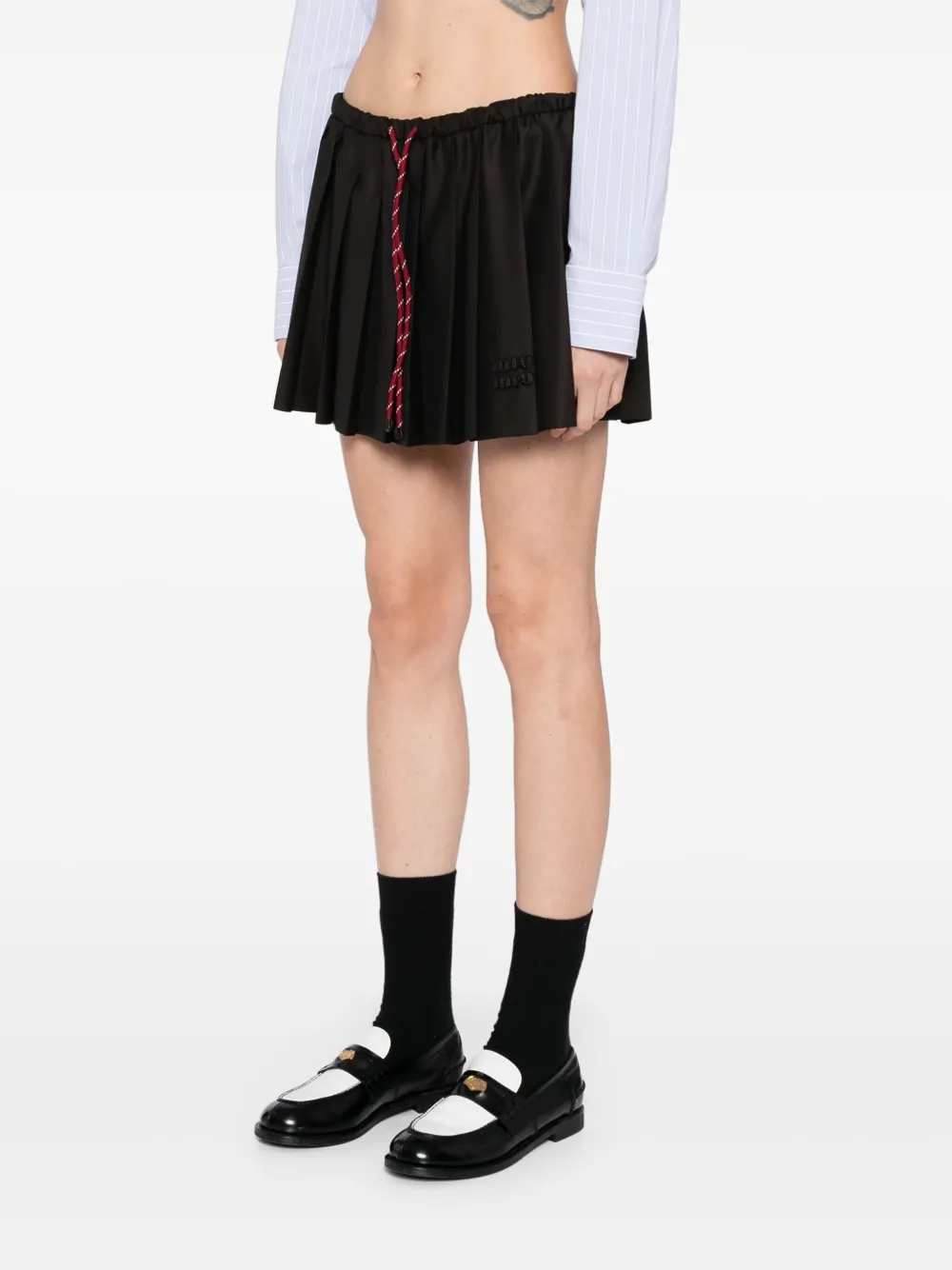 Miu Batavia geplooide rok Bruin