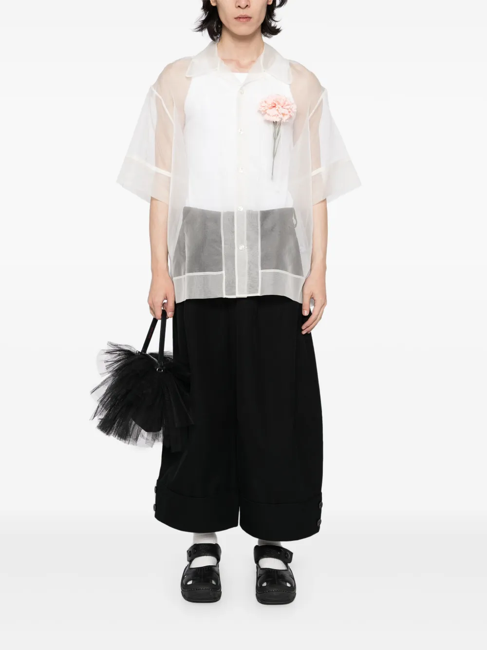 Simone Rocha Carnation boxy overhemd met zak - Wit