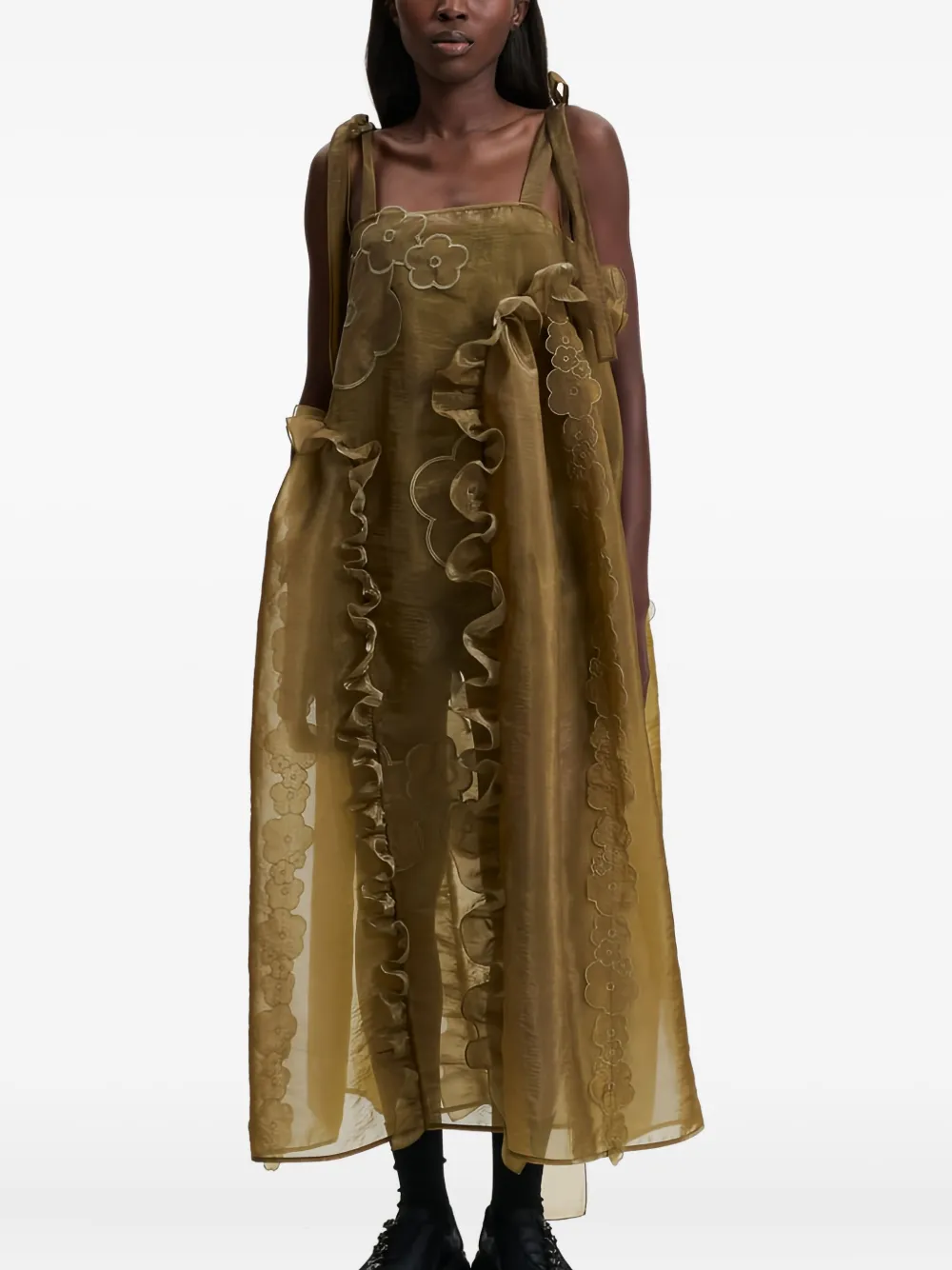 Cecilie Bahnsen Oswald flower-embroidered maxi dress | Green | Image 1