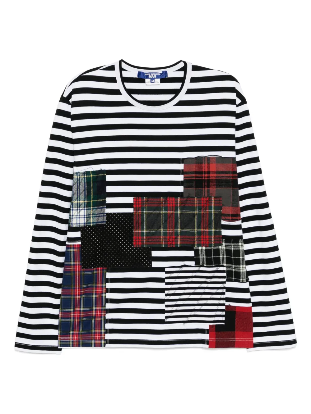 Junya Watanabe MAN stripe print t-shirt | Black | Image 1