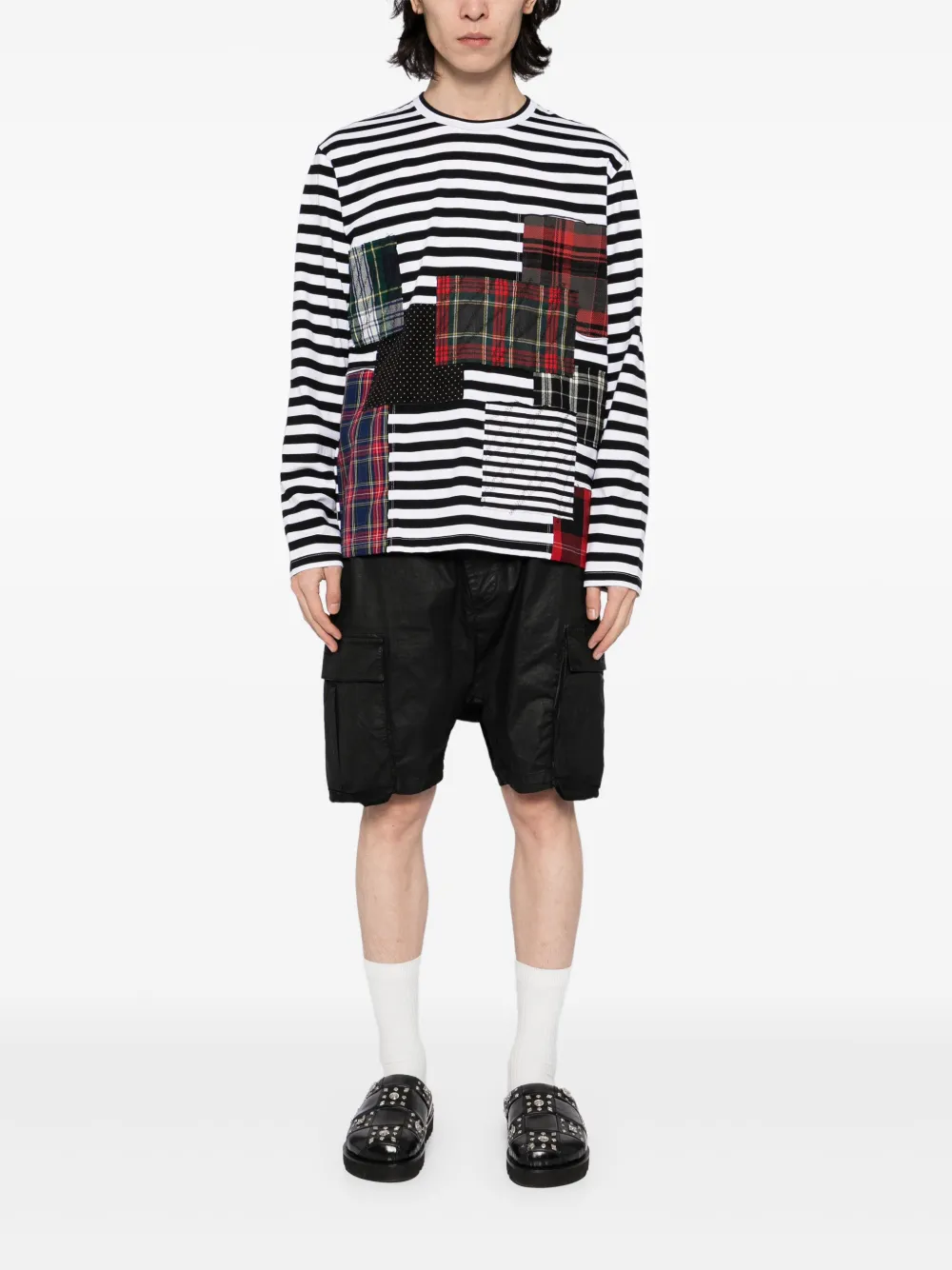 Junya Watanabe MAN Gestreept T-shirt - Zwart