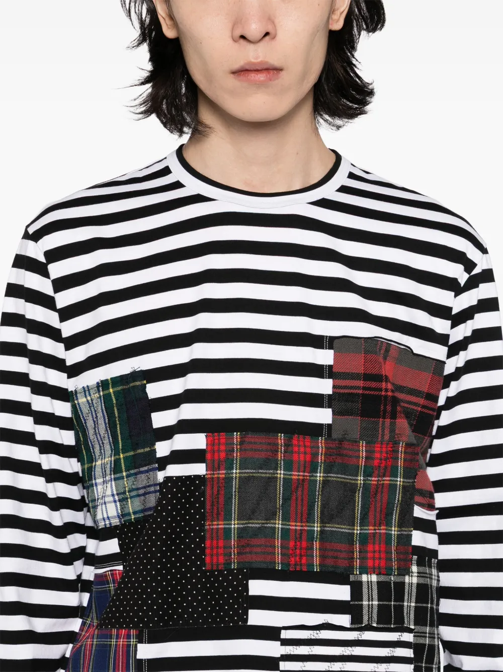 Junya Watanabe MAN Gestreept T-shirt Zwart