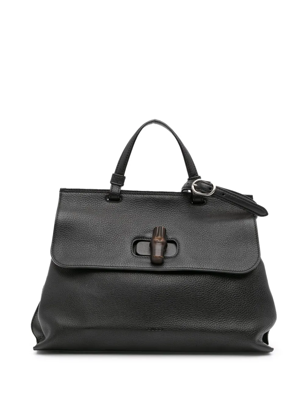 Gucci Pre-Owned 2016-2024 Medium Leather Bamboo Daily Top Handle satchel | Black | Image 1
