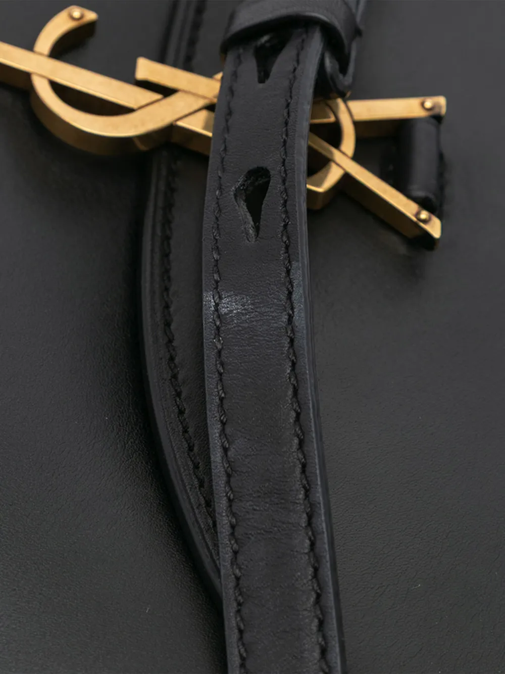 Pre-owned Saint Laurent 2020 Medium Leather Monogram Kaia Crossbody Bag In Black