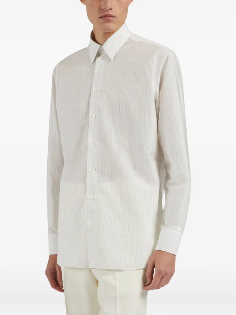 Lardini striped button-up shirt - Wit