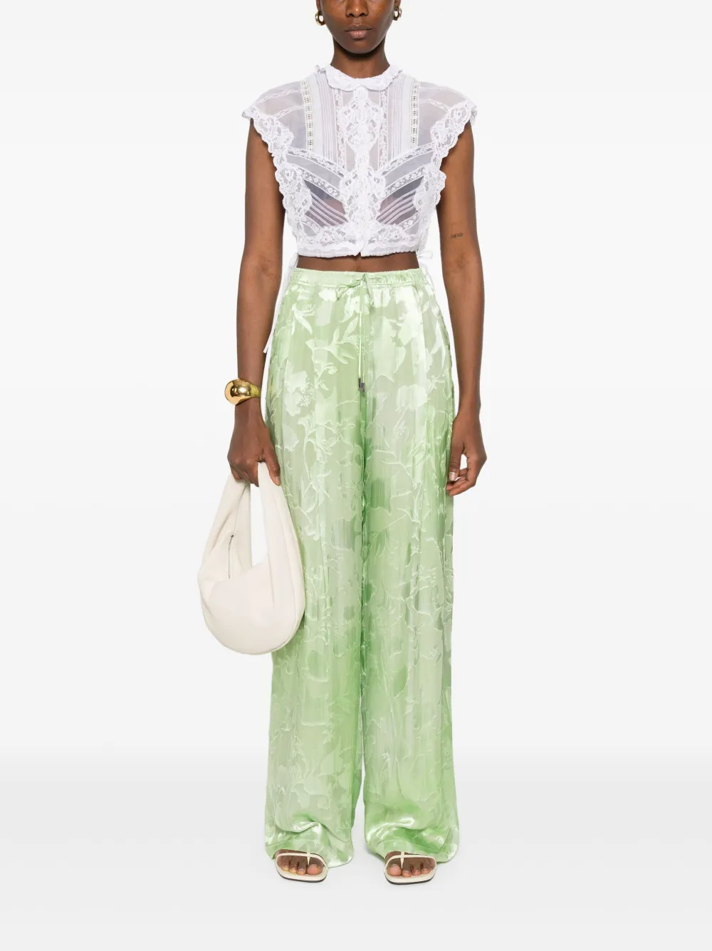 Ermanno Scervino Broek met bloemen-jacquard - Groen