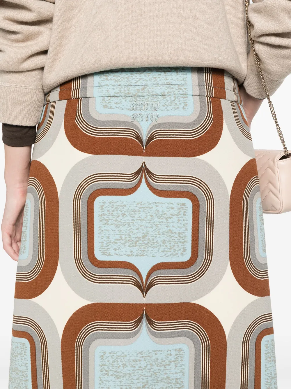 Miu Mini-rok met geometrische print Beige