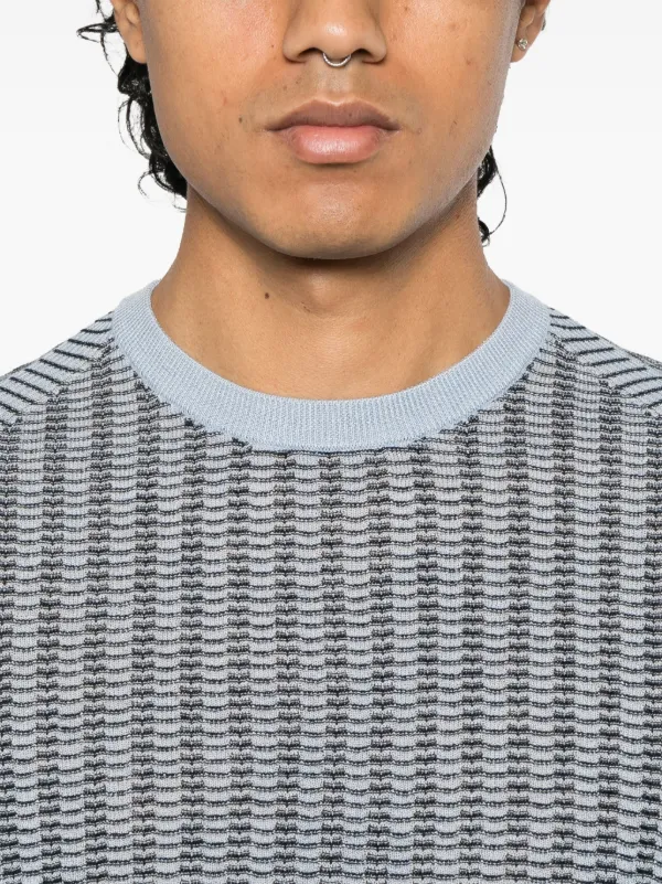 Emporio Armani Textured Sweater | Blue | FARFETCH