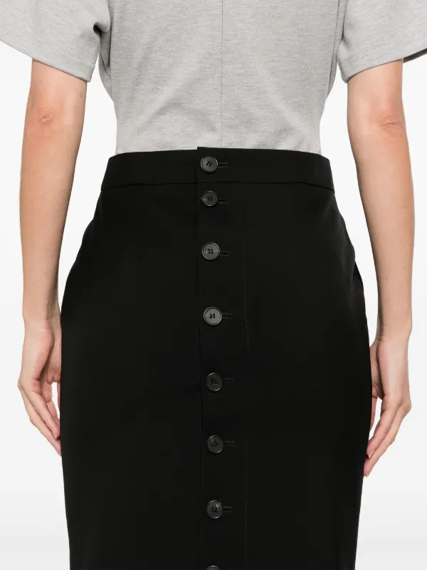 Alexander McQueen Wool Midi Skirt | Black | FARFETCH