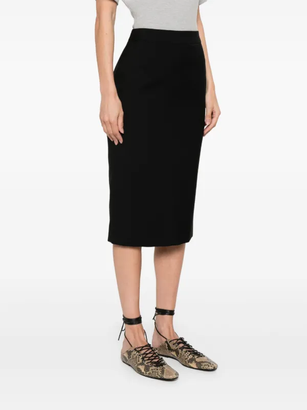 Alexander McQueen Wool Midi Skirt | Black | FARFETCH