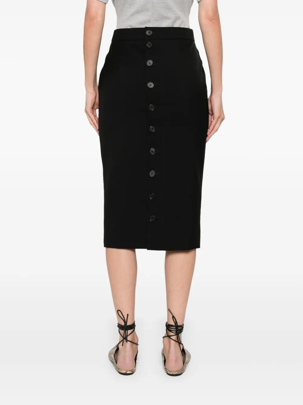 Alexander McQueen Wollen midi-rok Zwart