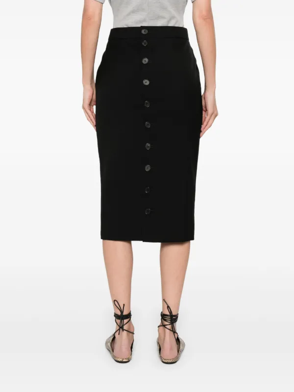 Alexander McQueen Wool Midi Skirt | Black | FARFETCH