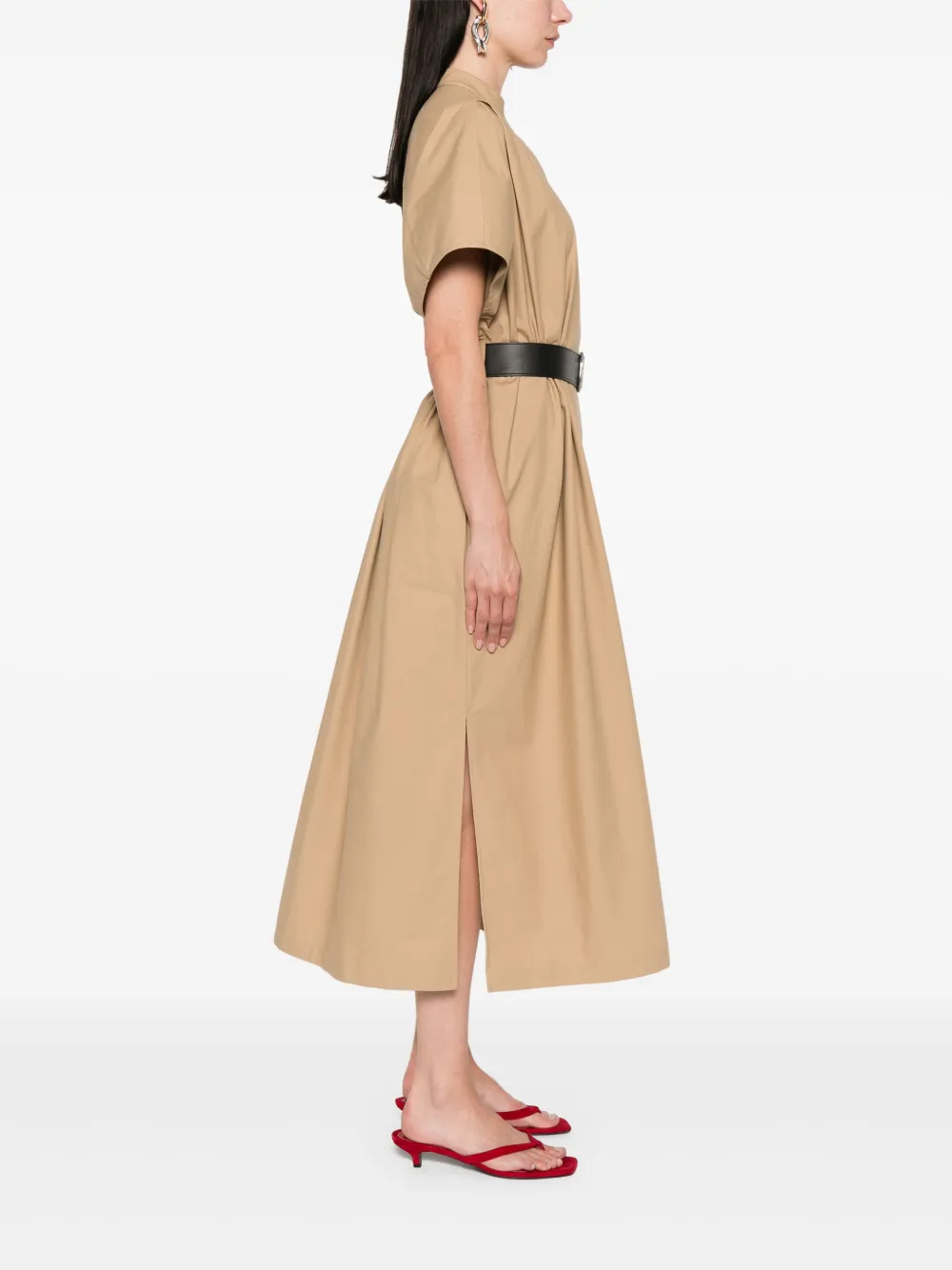 JIL SANDER+ Midi-jurk met ceintuur Bruin