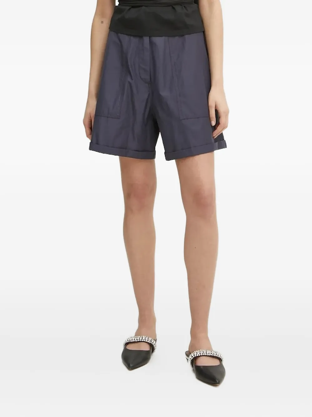 Forte Forte Elastic-waistband Pocket Shorts In Blue