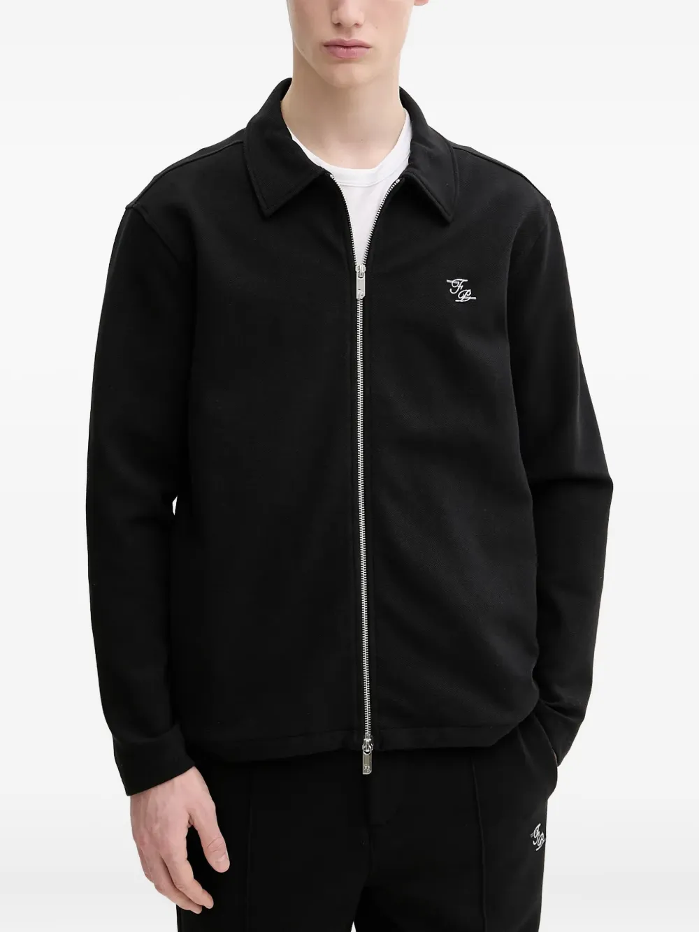 Filling Pieces zip-front collared shirt jacket | Black | Image 1