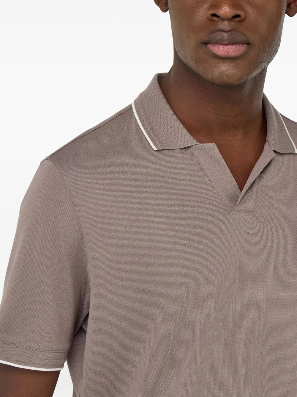 Boggi Milano Poloshirt met contrasterende afwerking Bruin