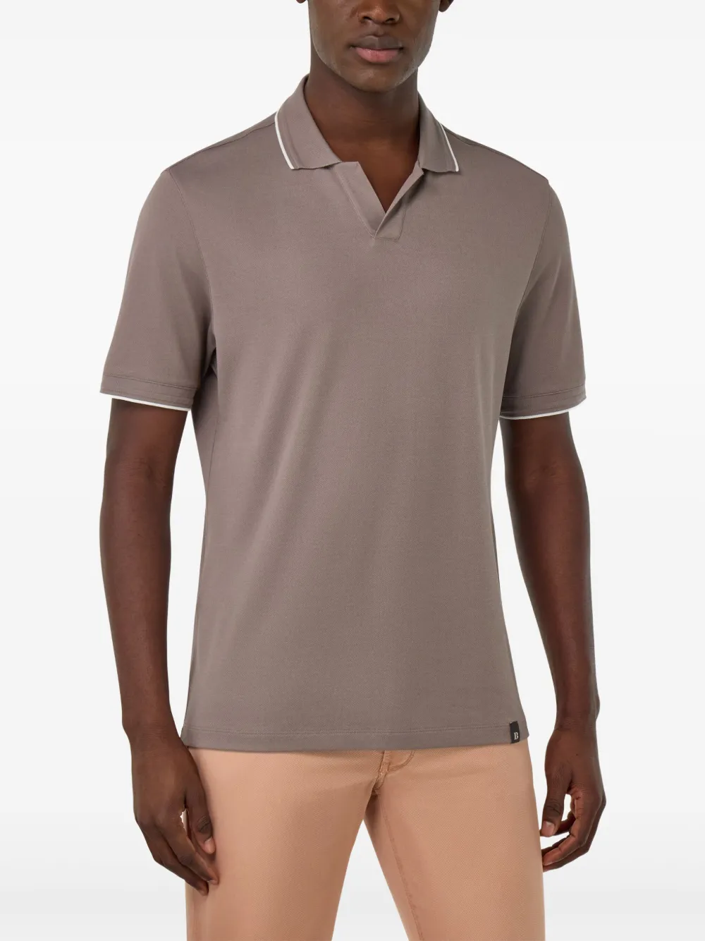 Boggi Milano Poloshirt met contrasterende afwerking Bruin