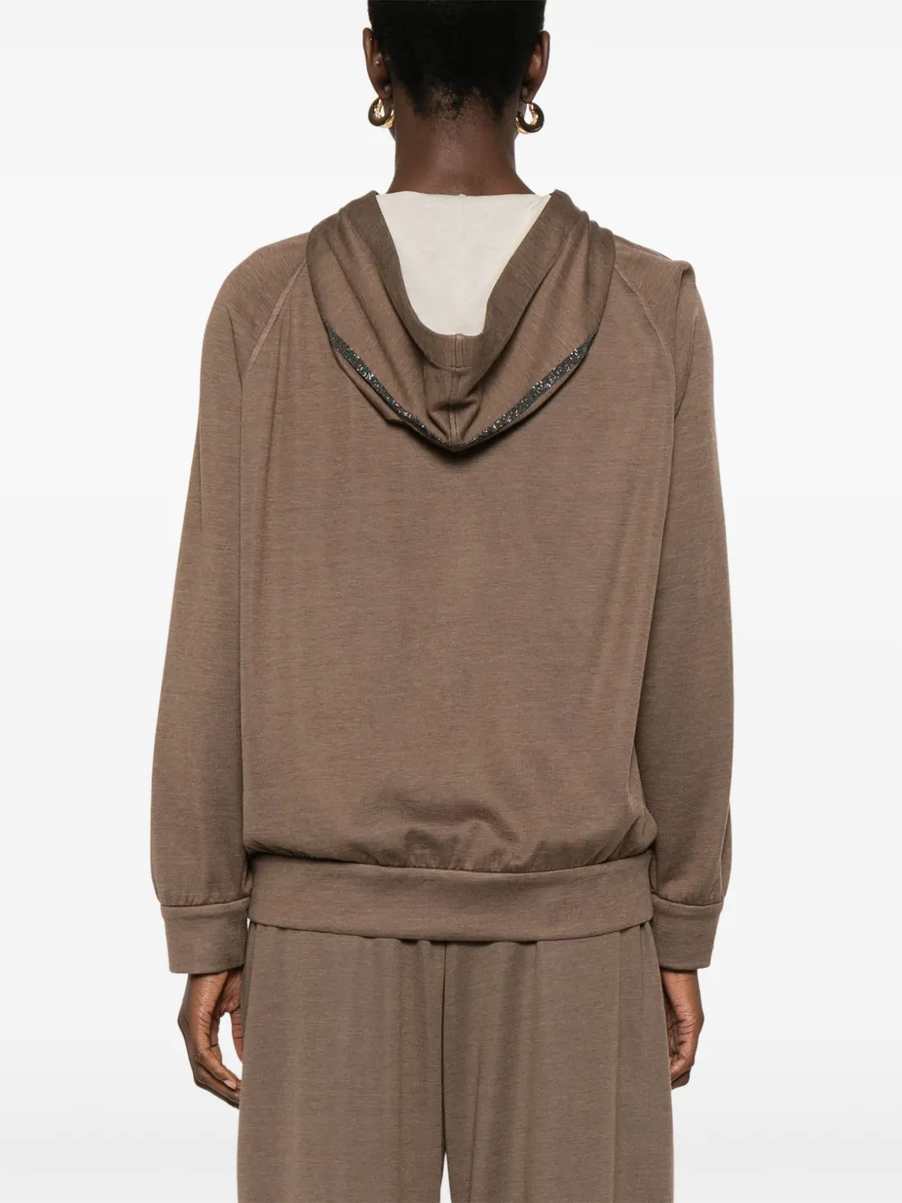 Brunello Cucinelli Hoodie met Monili-detail Bruin