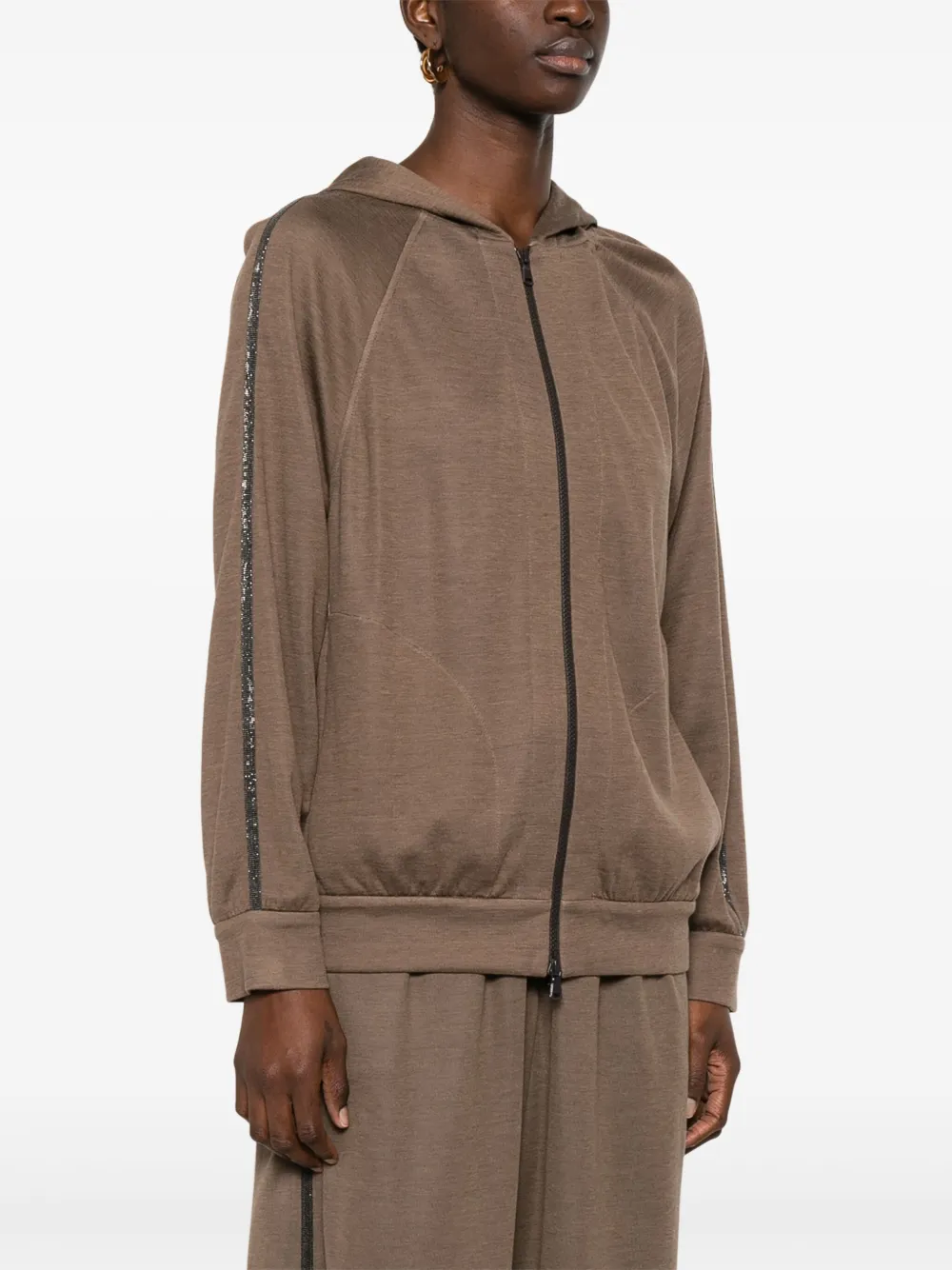 Brunello Cucinelli Hoodie met Monili-detail Bruin
