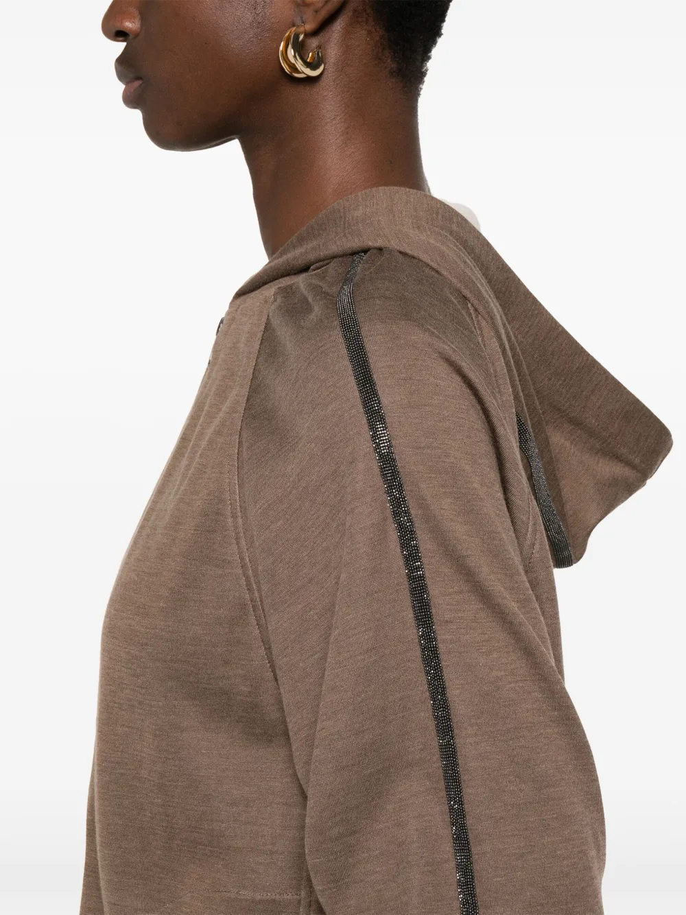 Brunello Cucinelli Hoodie met Monili-detail Bruin