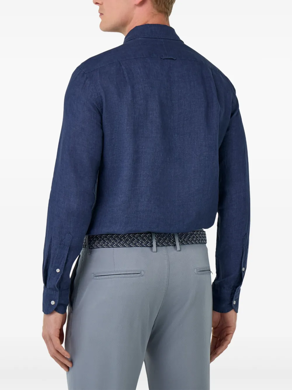 Boggi Milano Linnen overhemd Blauw