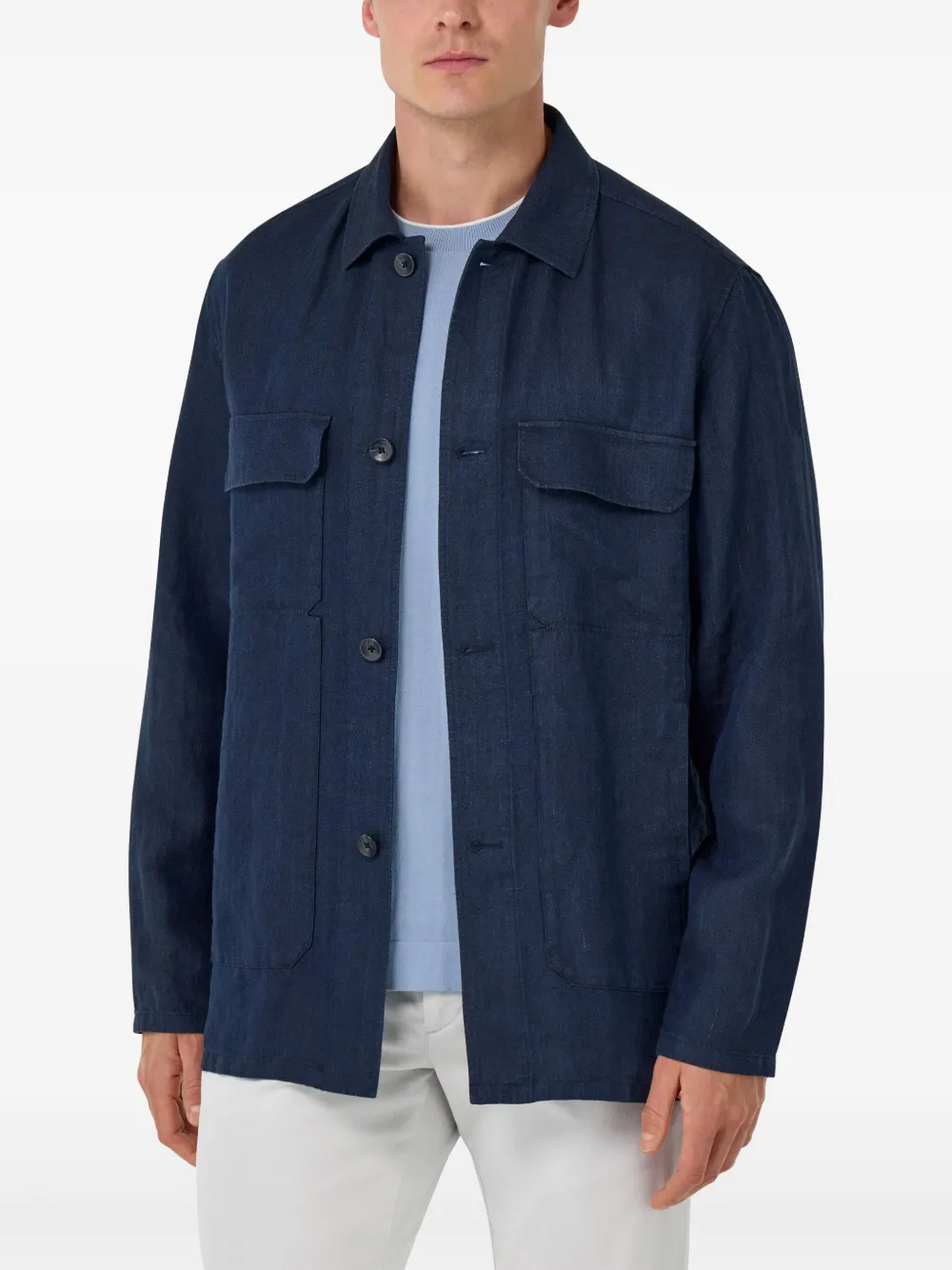 Boggi Milano Linnen shirtjack Blauw