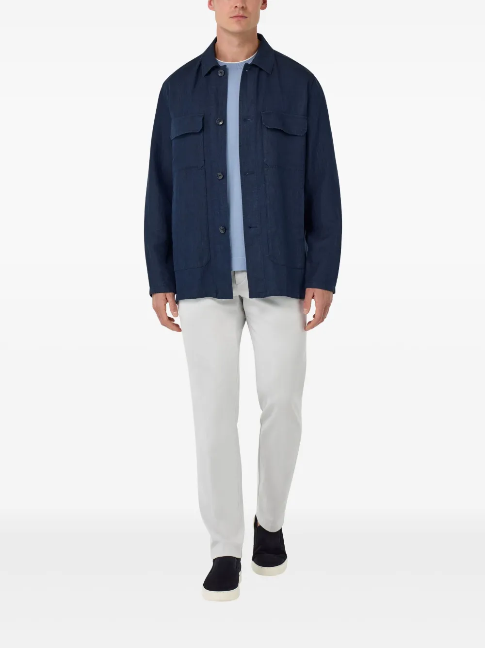 Boggi Milano Linnen shirtjack Blauw