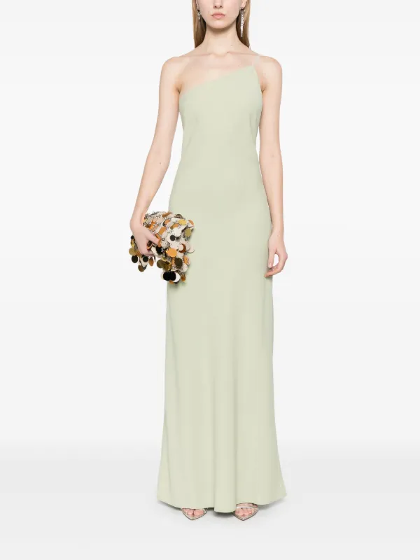 staud elodie one shoulder dress STAUD Elodie one-shoulder crystal-embellished crepe gown