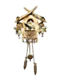 Jennifer Gibson Jewellery 1940s DeRosa Cuckoo Clock brooch - Gold