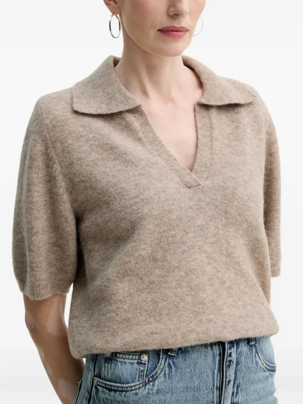 Gestuz GZalpha T-shirt met polokraag en korte mouwen Beige