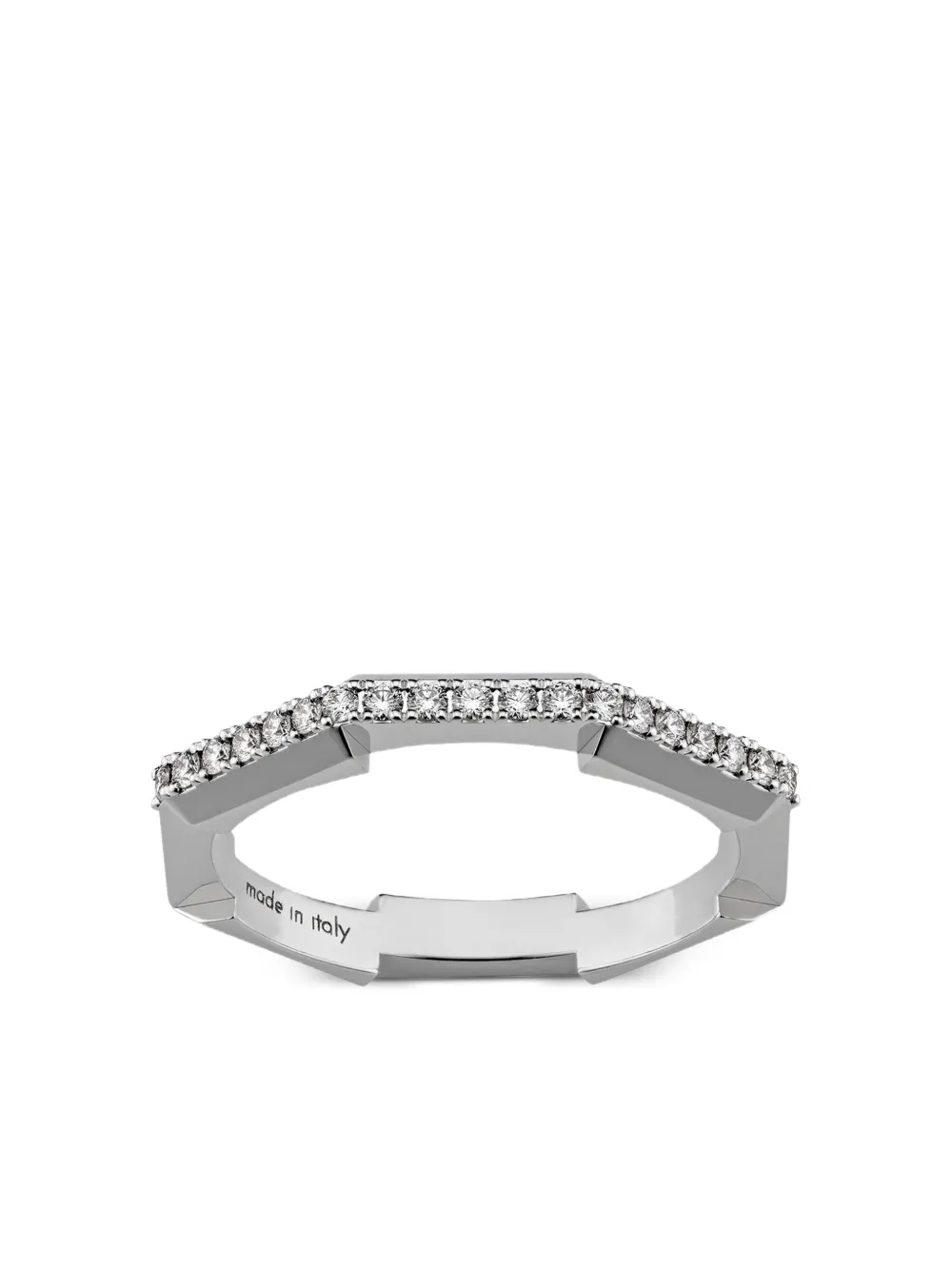 Gucci 18kt Link to Love Weißgoldring mit Diamant - Silber