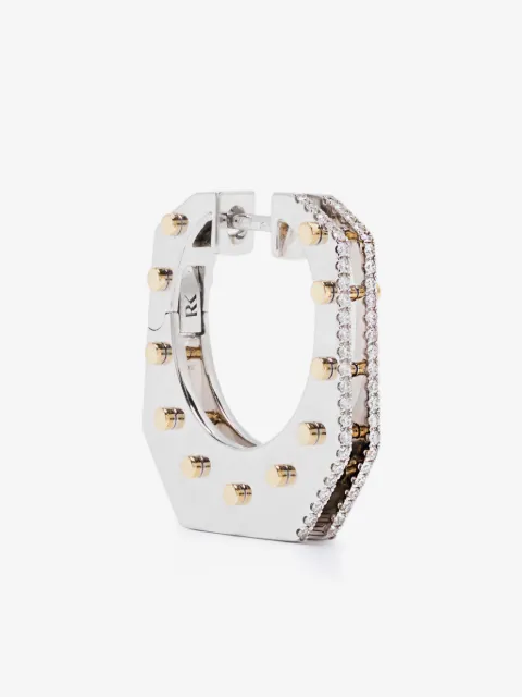 Rainbow K arracadas Cyborg nano en oro amarillo y blanco de 14kt con diamante