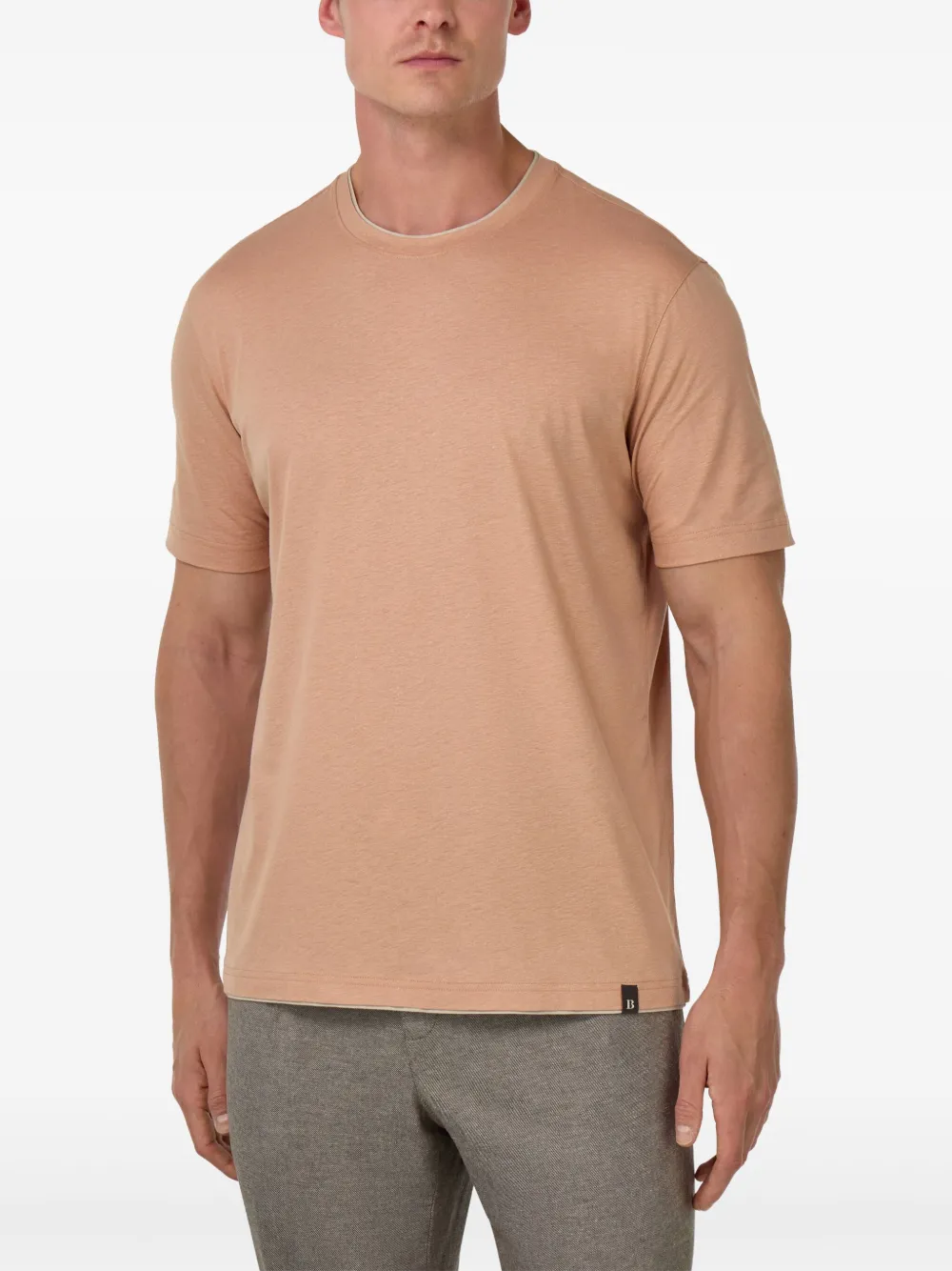 Boggi Milano T-shirt met contrasterende afwerking Beige