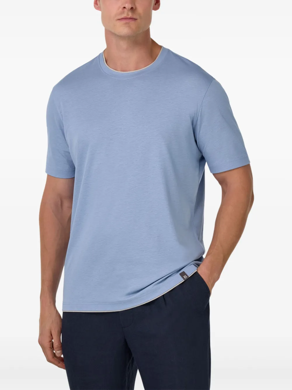 Boggi Milano T-shirt met contrasterende afwerking Blauw