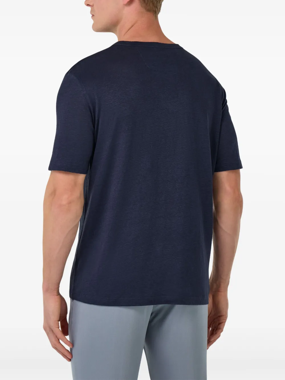 Boggi Milano T-shirt van stretch-linnen Blauw
