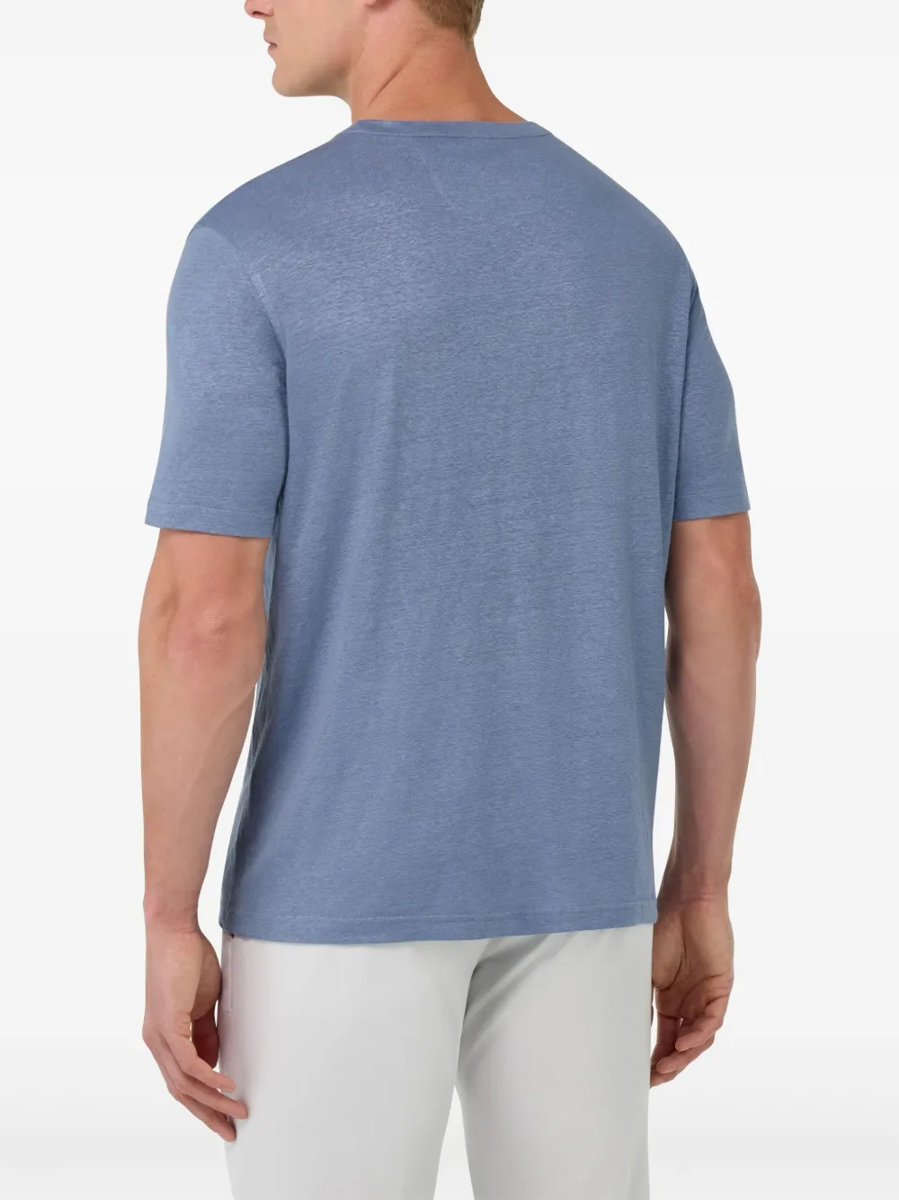 Boggi Milano T-shirt van stretch-linnen Blauw