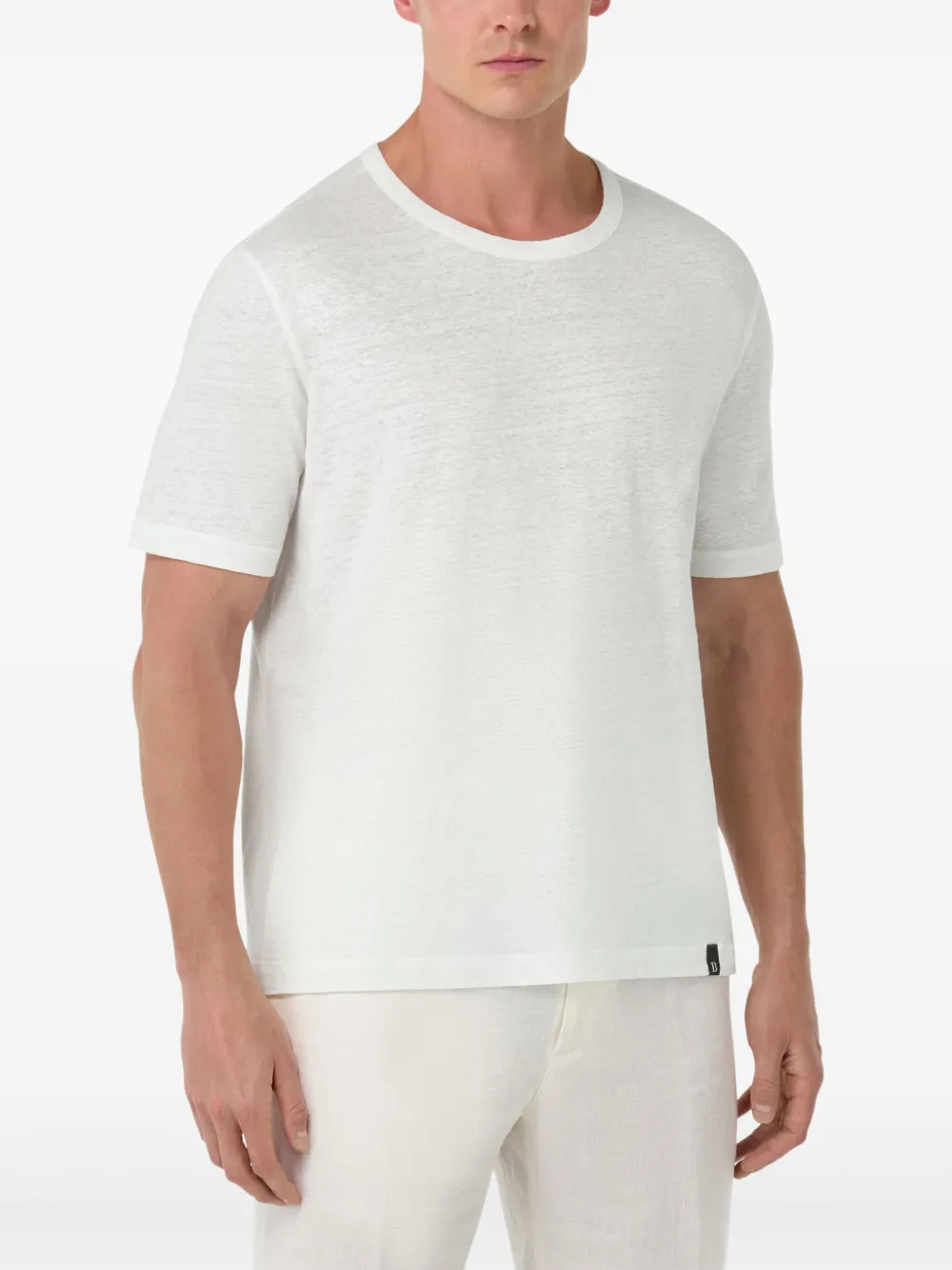 Boggi Milano T-shirt van stretch-linnen Wit