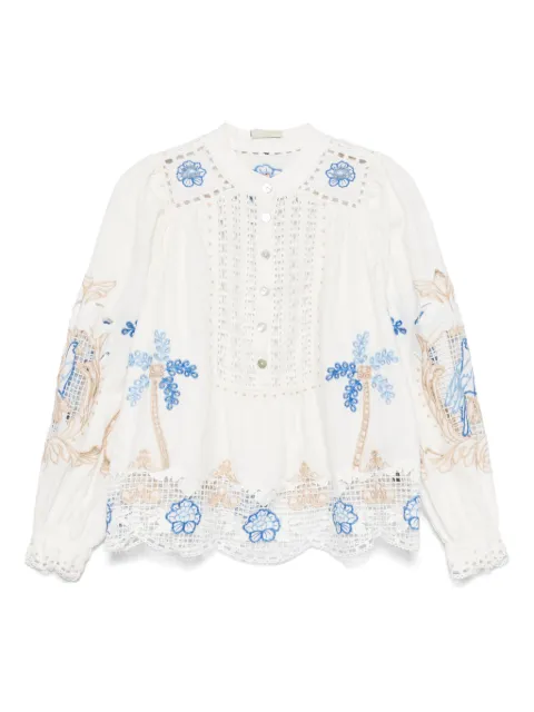 FARM Rio floral-embroidered blouse