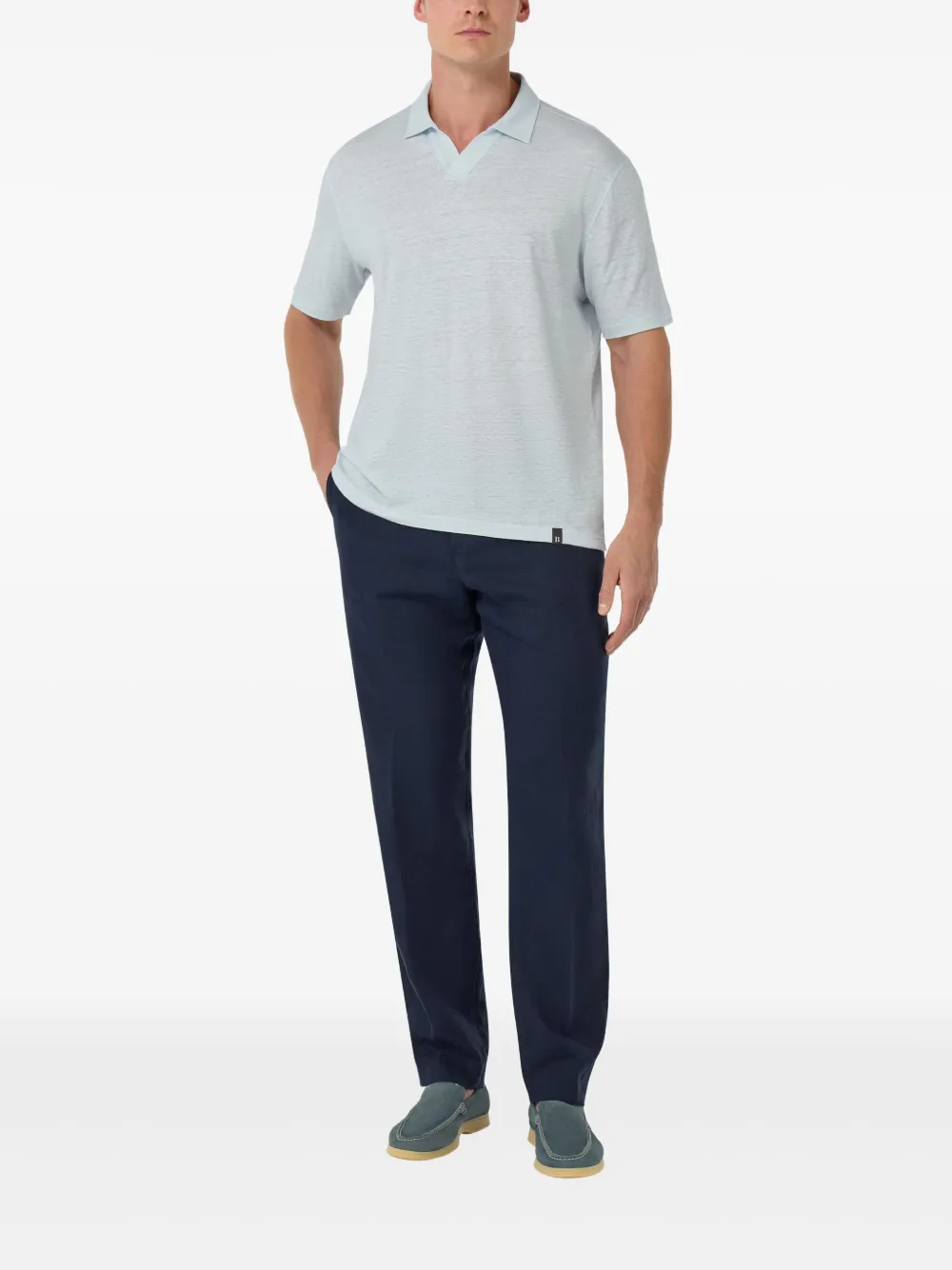 boggimilano Boggi Milano Poloshirt met gemêleerd effect - Blauw