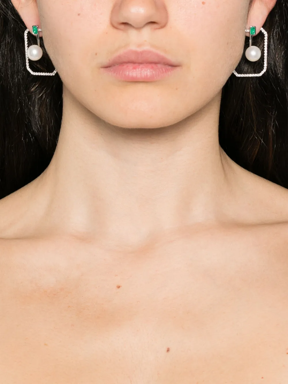 SHAY arracadas en oro blanco de 18kt con gemas | Image 2