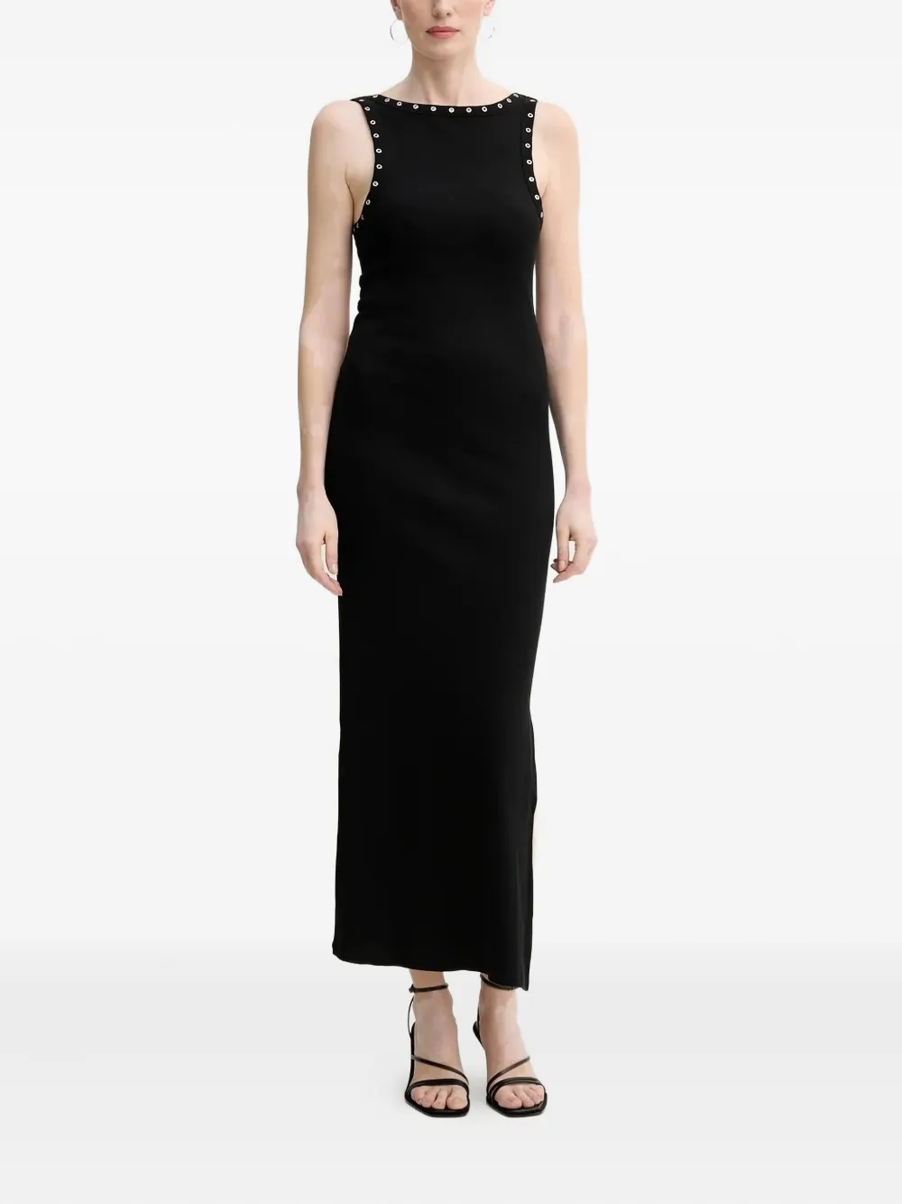 Gestuz Eyelet-embellished Midi Dress In Black
