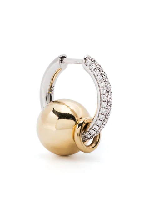 Rainbow K 14K yellow and white gold Piercing diamond hoop earring